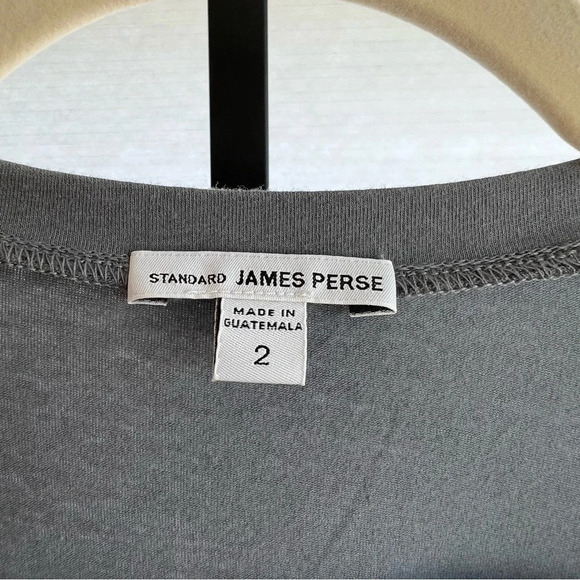 James Perse Scoop Neck Long Sleeve Tee Shirt Grey Medium Classic Casual Spring - Picture 3 of 5